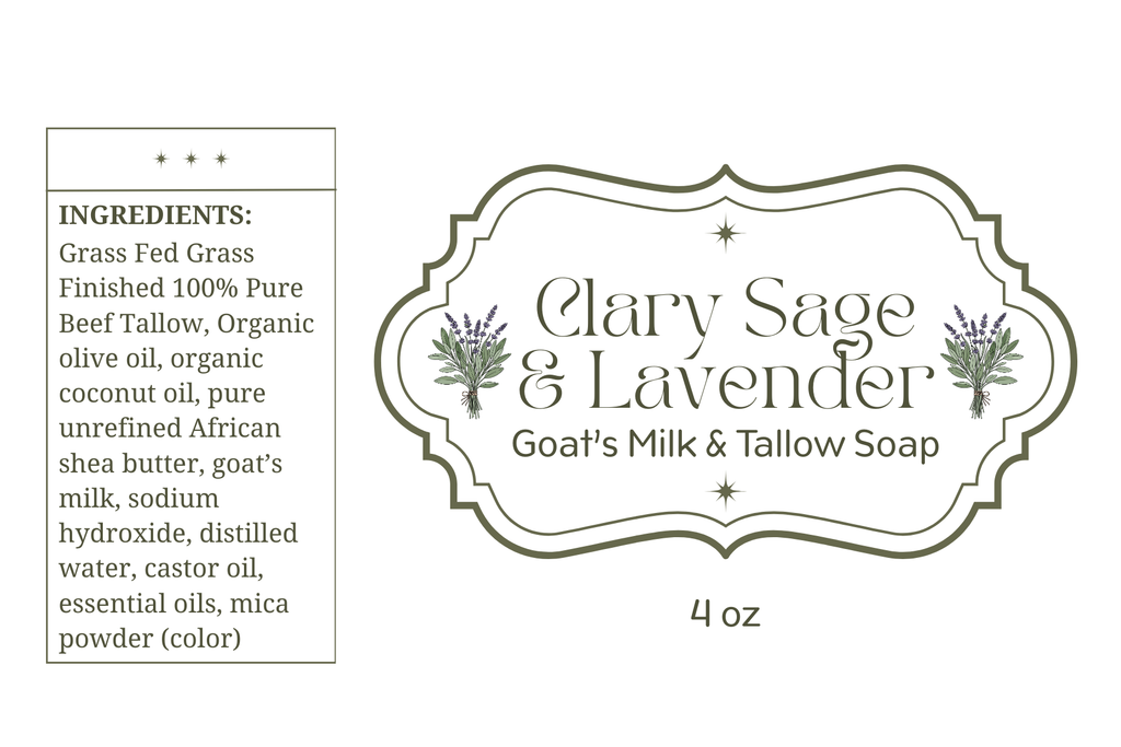 Goat's Milk & Tallow Soap - Clary Sage & Lavender