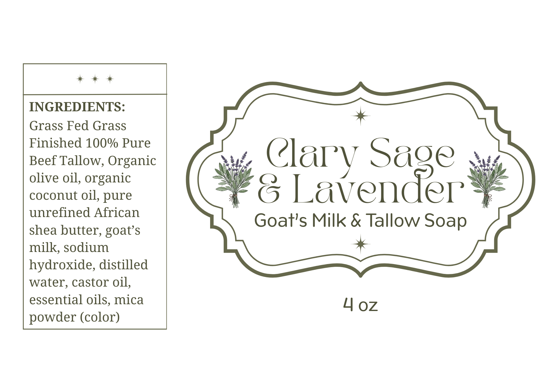 Goat's Milk & Tallow Soap - Clary Sage & Lavender