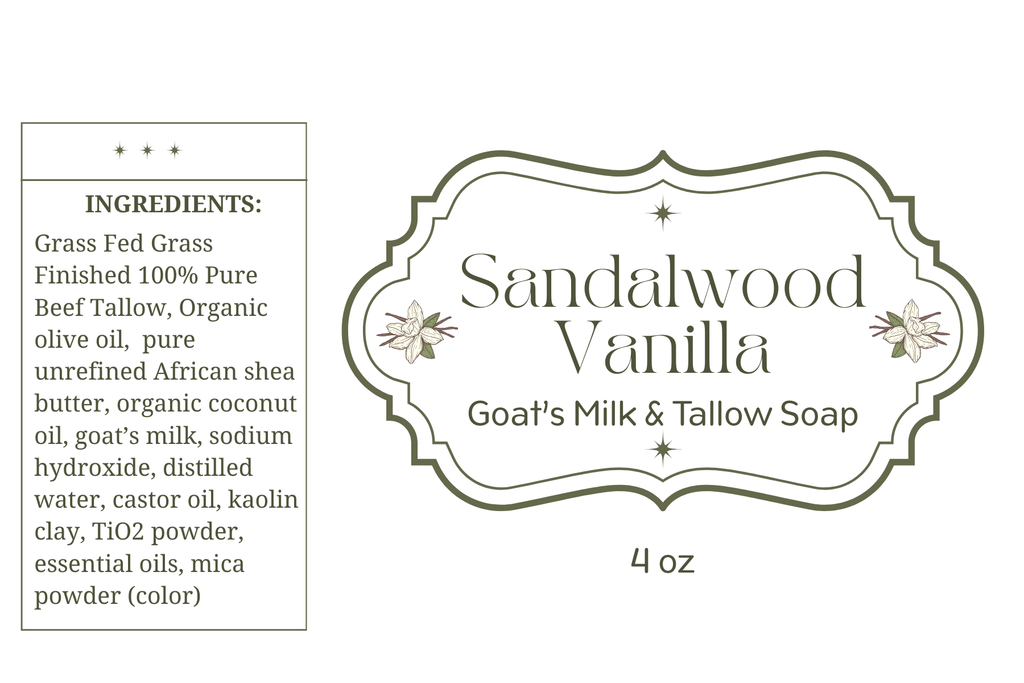 Goat's Milk & Tallow Soap - Sandalwood Vanilla