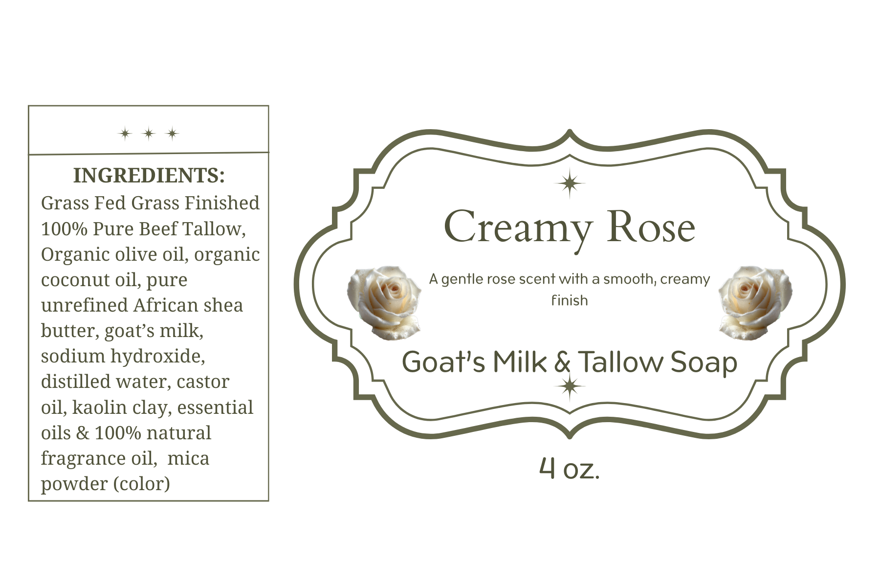 Goat's Milk & Tallow Soap - Creamy Rose
